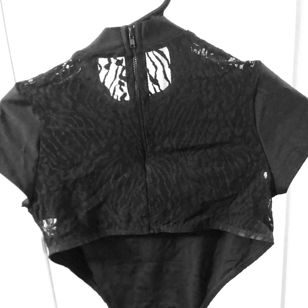 Zebra Lace Cut-Out Body Suit